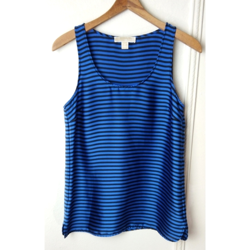 MICHAEL Michael Kors Tank Sleeveless Striped Top Lightweight Smooth Satin Medium